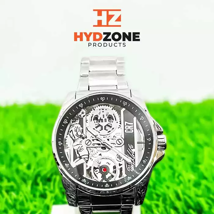 CR7 Men’s Stainless Steel Watch – Premium Gift Box – silver color by hydzone products
