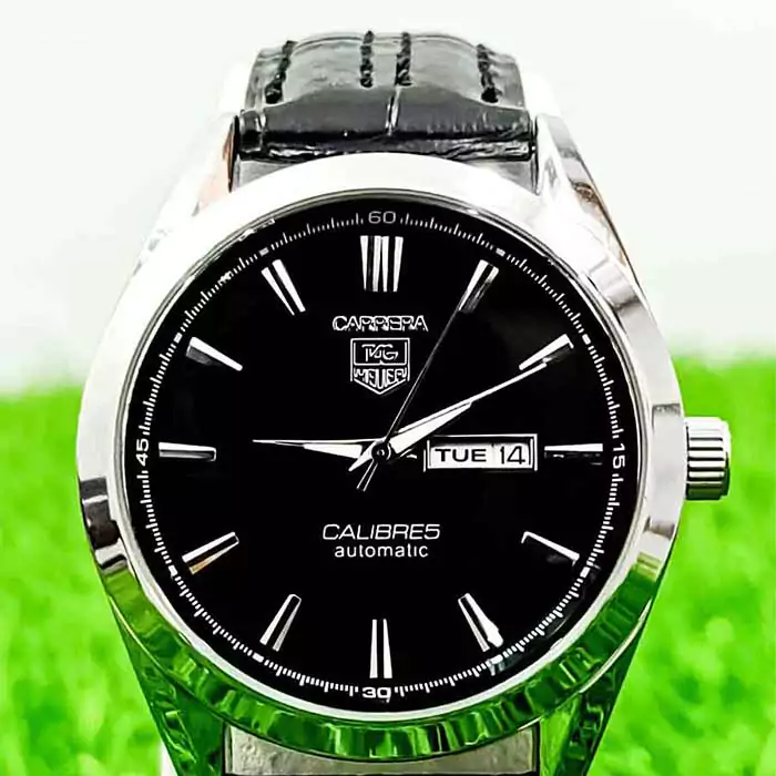 Tag Heuer Carrera Calibre 5 watch – Black color leather strap